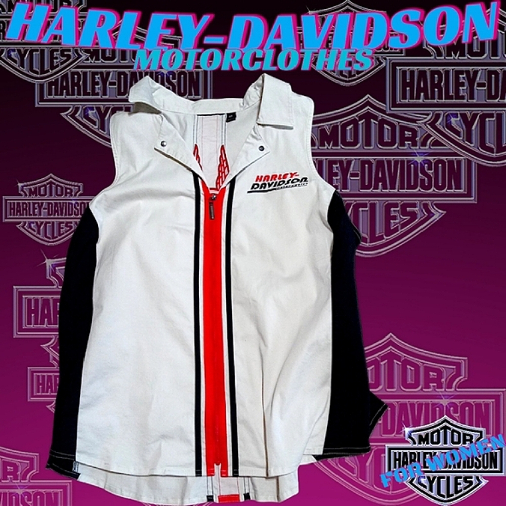 New Harley-Davidson S/L Woven Zip Up Vertical Stripe Vest | Women's 3W (Plus 3X) - Picture 5 of 16